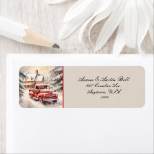Vintage Red Truck and Farmhouse