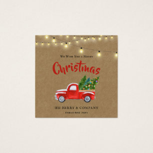 Vintage Red Truck and Tree Holiday Business Card 