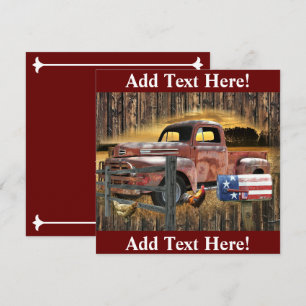 Vintage Red Truck Antique Red Truck Farm Truck Thank You Card