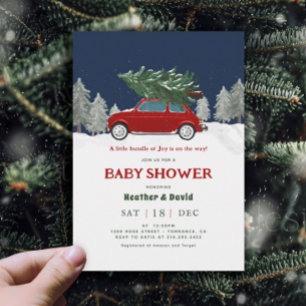 Vintage Red Truck Christmas Baby Shower Invitation