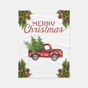 Vintage Red Truck Christmas Blanket