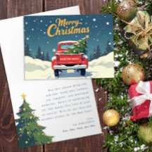Vintage Red Truck Christmas Card