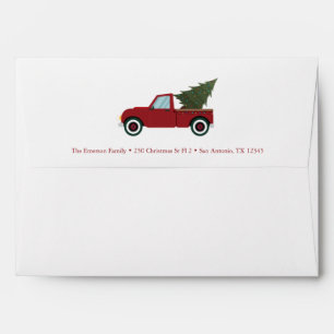 Vintage Red Truck Christmas Envelope