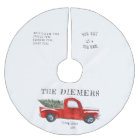 Vintage Red Truck Christmas Family Name Tree Skirt