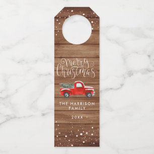 Vintage Red Truck Christmas Farmhouse Bottle Tag