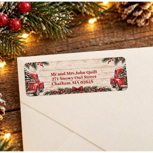 Vintage Red Truck Christmas Gift Tag