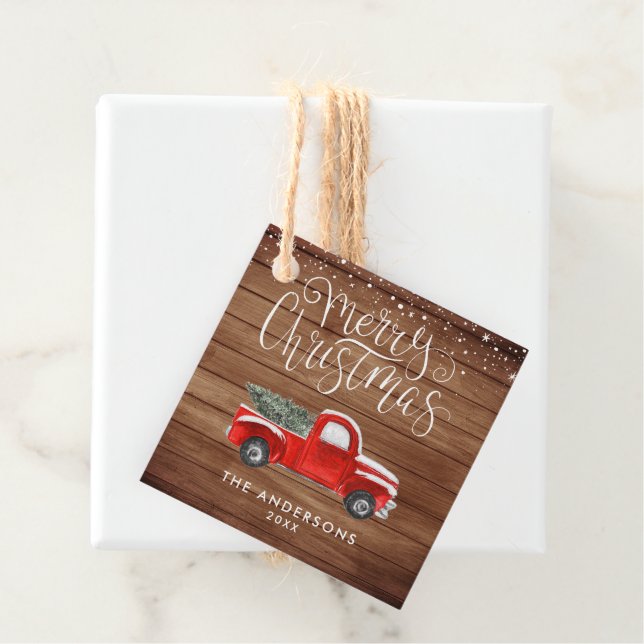 Vintage Red Truck | Christmas Gift Tags (In Situ)