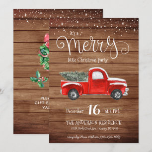 Vintage Red Truck Christmas Invitation