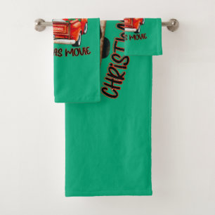 Vintage Red Truck Christmas Movie Bath Towel Set