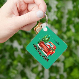 Vintage Red Truck Christmas Movie Key Ring