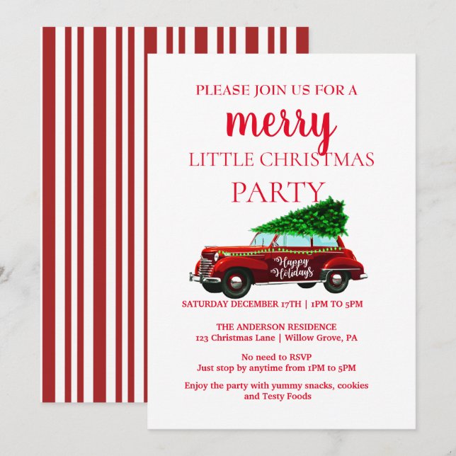 Vintage Red Truck Christmas Ornaments Invitation (Front/Back)