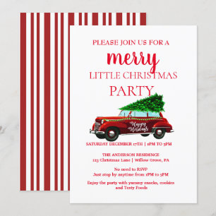 Vintage Red Truck Christmas Ornaments Invitation