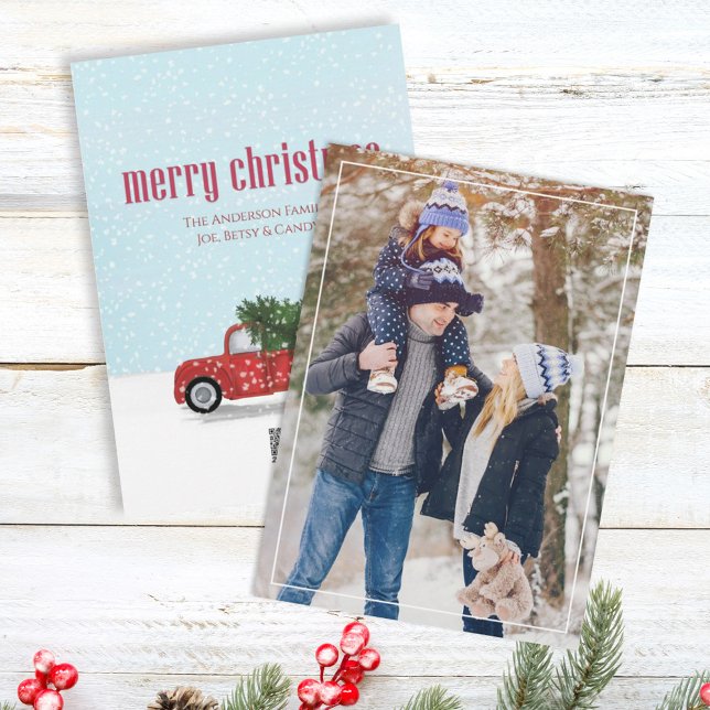 Vintage Red Truck Christmas Photo Card 1 Photo (Creator Uploaded)