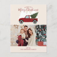 Vintage Red Truck Christmas Photo