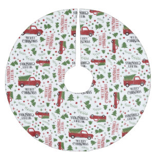 Vintage Red Truck Christmas tree Brushed Polyester Tree Skirt