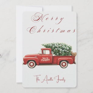 Vintage Red Truck Christmas Tree Farm Holiday Card