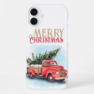 Vintage Red Truck Christmas Tree iPhone 16 Plus Case
