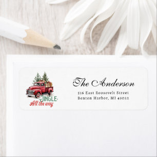 Vintage Red Truck Christmas Tree Return Address