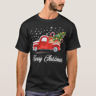 Vintage Red Truck Christmas Tree Xmas female form T-Shirt