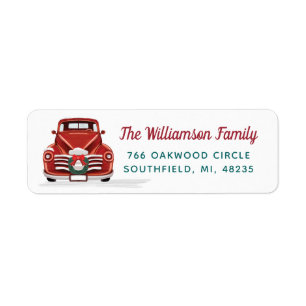 Vintage Red Truck Christmas Wreath Address