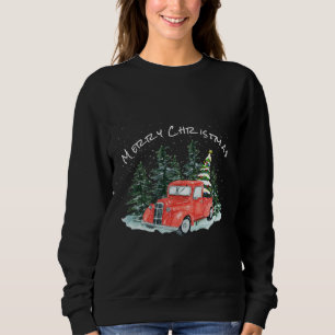 Vintage Red Truck Christmas Xmas Farm Decor Pajama Sweatshirt