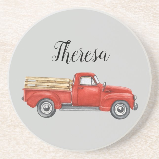 Vintage Red Truck Coaster (Front)