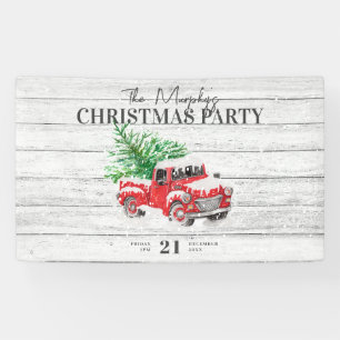 Vintage Red Truck Family Christmas Banner