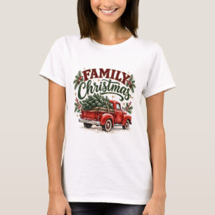 Vintage Red Truck Family Christmas Shirt, Rustic P T-Shirt