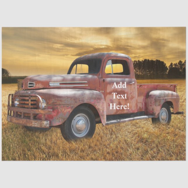 Vintage Red Truck Farm Field Tissue Paper (Front)