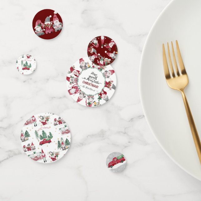 Vintage Red Truck Gnomes Merry Little Christmas Confetti (Group)