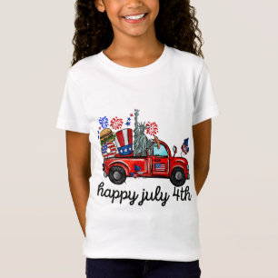 Vintage Red Truck Happy 4 th of july Independence T-Shirt