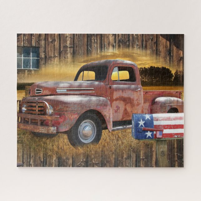 Vintage Red Truck Jigsaw Puzzle (Horizontal)