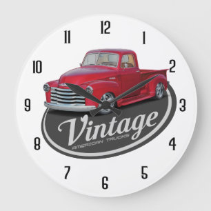 Vintage Red Truck Large Clock