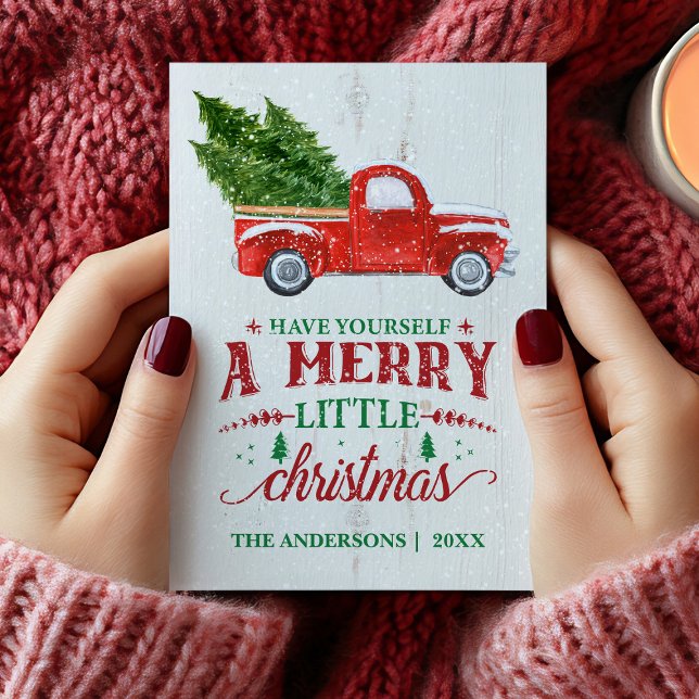 Vintage Red Truck Merry Christmas Card (Vintage Red Truck Christmas Card)