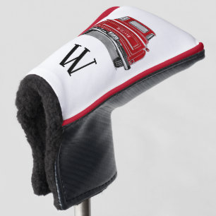 Vintage Red Truck Monogram Initial Name Golf Head Cover