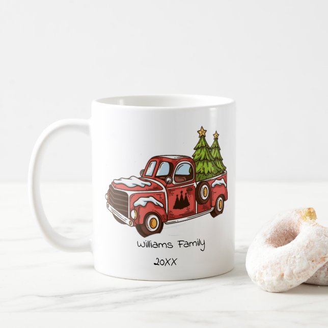 Vintage Red Truck Mug (With Donut)