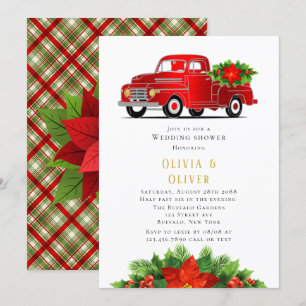 Vintage Red Truck Poinsettia Wedding Shower Invitation