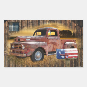 Vintage Red Truck Rectangular Sticker