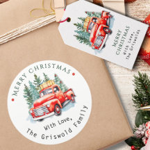 Vintage Red Truck Rustic Christmas Tree Farm