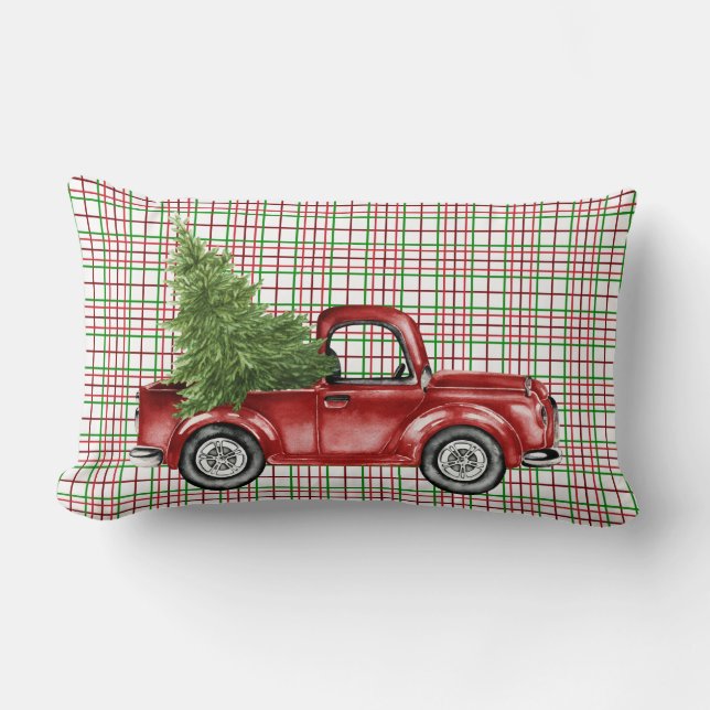 Vintage Red Truck Throw Pillow (Front)
