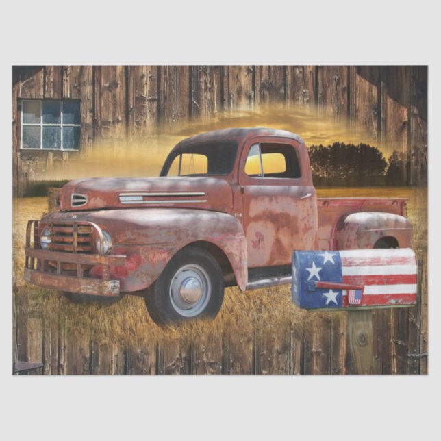 Vintage Red Truck Tissue Paper (Front)