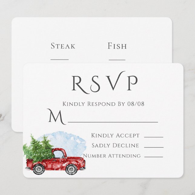 Vintage Red Truck Wedding RSVP Invitation (Front/Back)