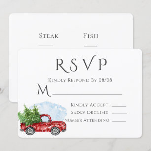 Vintage Red Truck Wedding RSVP Invitation