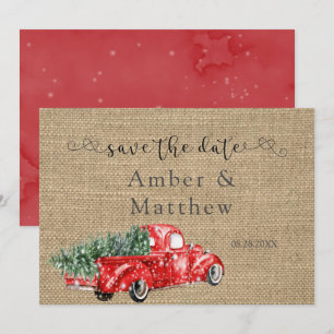 Vintage Red Truck Wedding Save The Date Cards