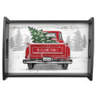 Vintage Red Truck with Christmas Tree Family Name