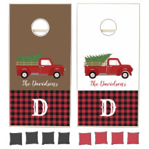 Vintage Red Truck with Christmas Tree Holiday