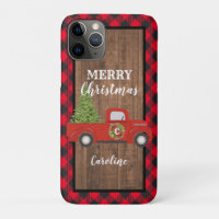 Vintage Red Truck with Christmas Tree Phone