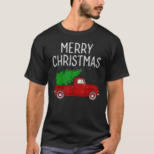 Vintage Red Truck With Merry Christmas Tree T-Shirt