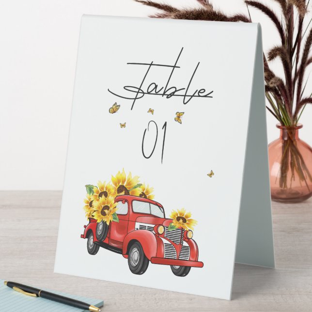 Vintage Red Truck with Sunflowers Baby Shower (In SItu (Table))