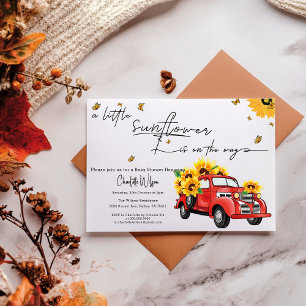 Vintage Red Truck with Sunflowers Baby Shower Invitation